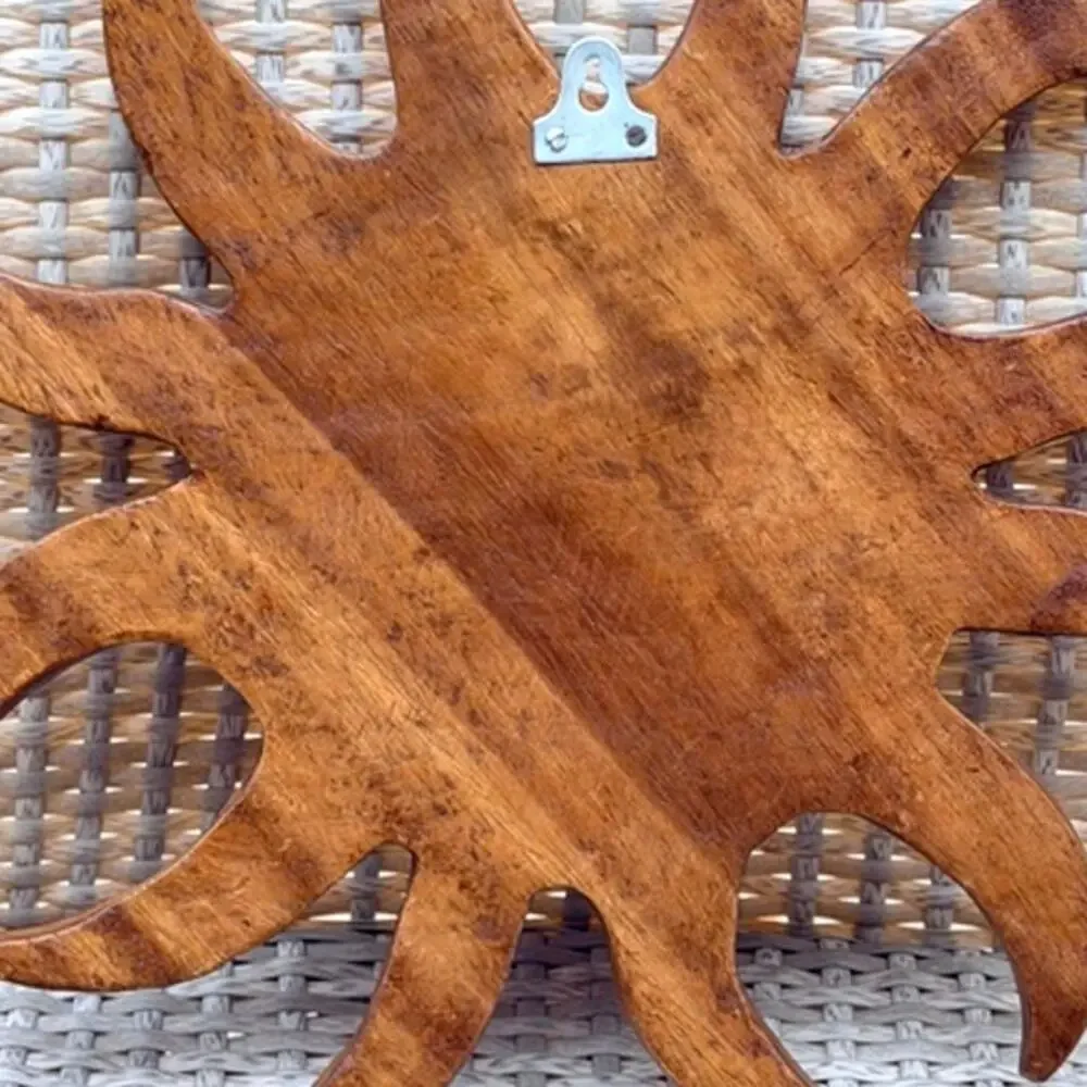 VTG Carved Wooden Sun Face Celestial Wall Plaque 16